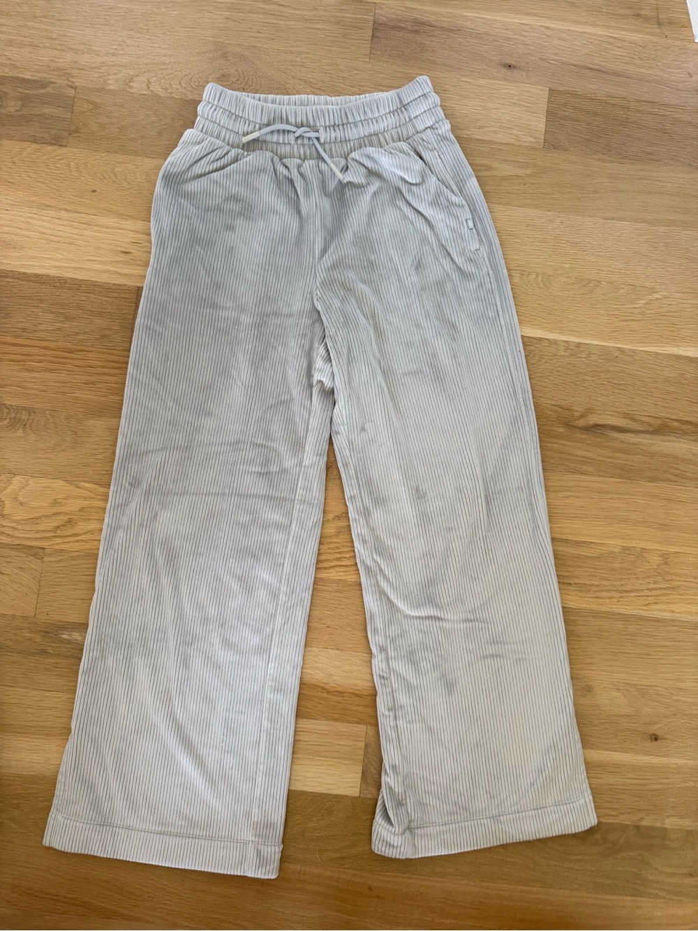 Athleta Girl Wide-Leg Ribbed Velour Jogger Pants - light blue girls 10 / large